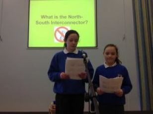 KS2 pupils present PowerPoint on SEAT action group